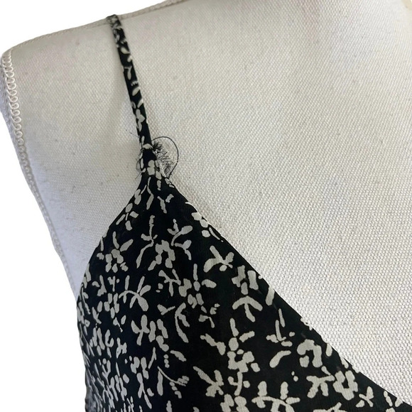 Aqua Black and White Floral Dress Size XS Asymmetrical Hem Spaghetti Straps - Picture 7 of 11